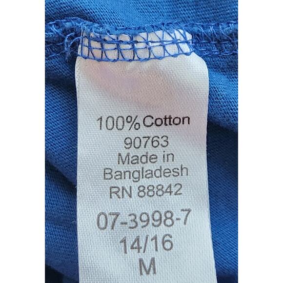 Woman Within Blue Round Neck Draw Tie Short Sleeves 14 16 Lightweight Soft - Picture 5 of 5